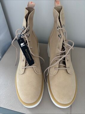 Sorel Beige Suede Waterproof Lace-Up Boots